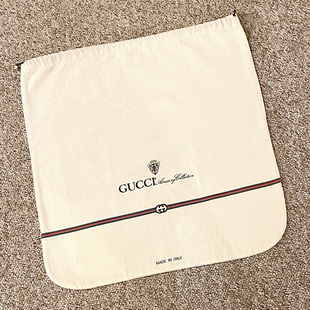 Vintage Gucci 1980s GG Princess Collection Dust Bag Large Logo Drawstring Italy
